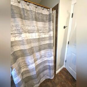 New! Bouclair gray scale cloth shower curtain 12 grommets & liba USA liner!